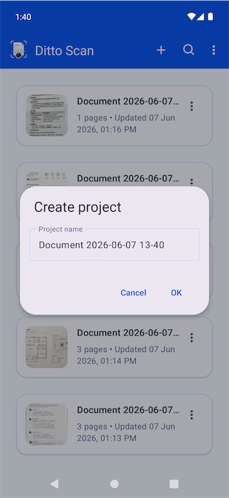 Ditto Scan document scanner screenshot