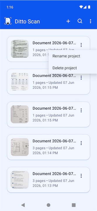 Ditto Scan document scanner screenshot