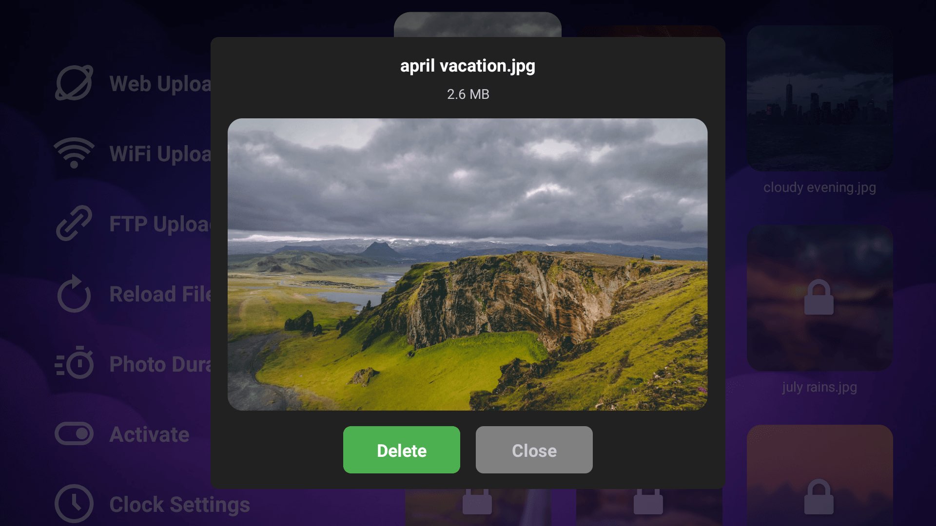 TV PDF Viewer Screenshot - PDF Options Interface